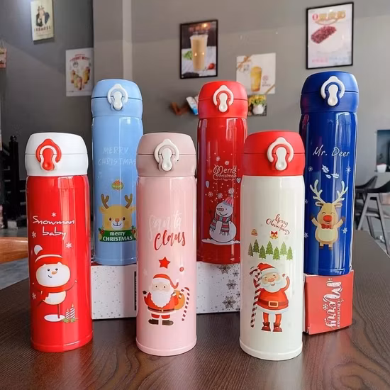Cheap Christmas Design Series Stainless Steel Vacuum Bottle with Bounce Lid for Direct Drinking Water Bottle
