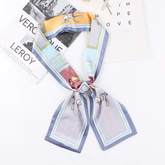 14 x 145 cm, modischer Luxus-Seidensatin-Schal, Seiden-Haarband, Haarband, Taschenband